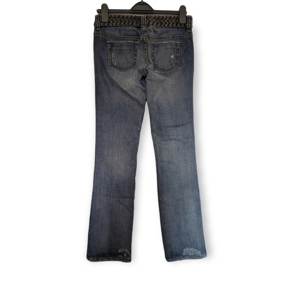 Guess Low-Rise Distressed Bootcut Jeans with Braided Detail Size 26 - Picture 2 of 9